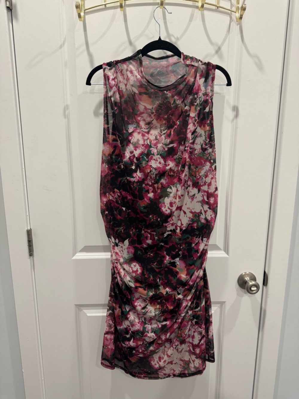 Abercrombie & Fitch Pink, White, and Black Floral Midi Dress